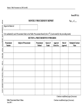 Ghana Monthly Procurement Report Form SPF 5