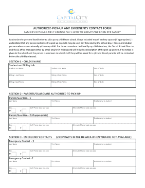 Authorized Pick-Up and Emergency Contact Form