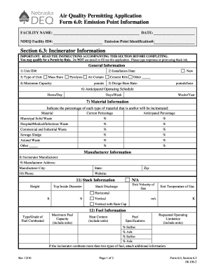 Air Quality Permitting Application Form 6.0