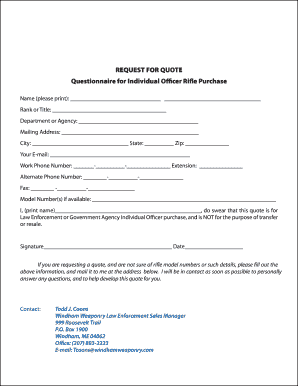 Request for Quote for Individual Officer Rifle Purchase