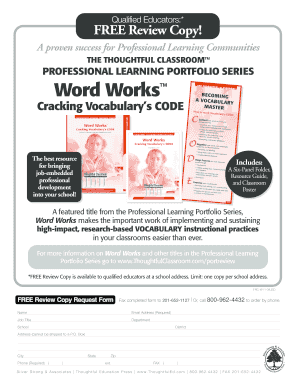 Word Works Vocabulary Instructional Resource Request Form