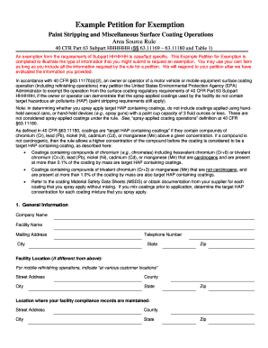 Example Petition for Exemption