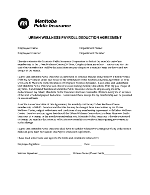Urban Wellness Payroll Deduction Agreement
