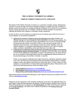 Catholic University of America Faculty and Staff Code of Conduct