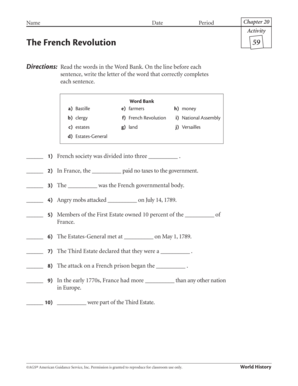 French Revolution Worksheet