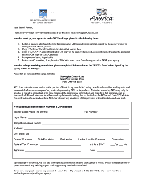 Norwegian Cruise Line Agency Registration Form