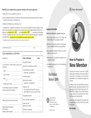 Rotary Club Membership Proposal Form
