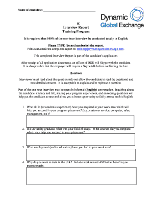 Interview Report Form