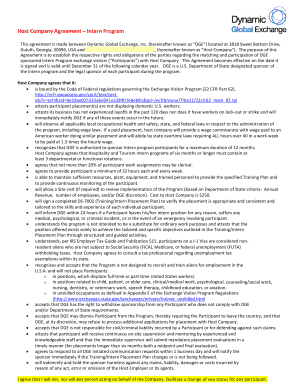 Host Company Agreement – Intern Program