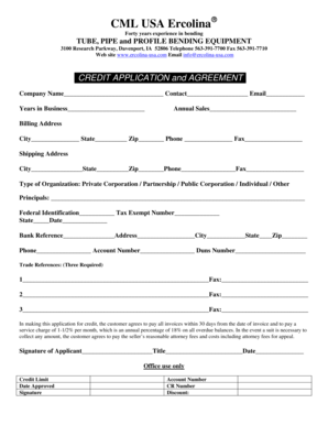 Credit Application and Agreement