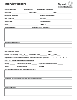Interview Report Form