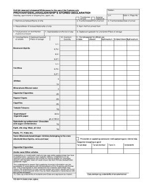 Norwegian Ship's Stores Declaration