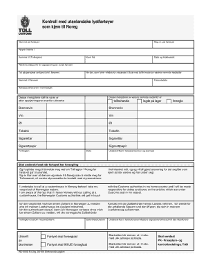 Norwegian Customs Form for Foreign Pleasure Craft