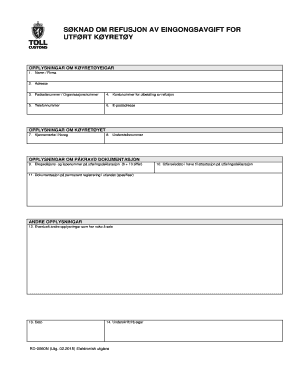 Norwegian Vehicle Export Refund Application