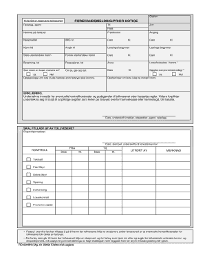 Norwegian Customs Prior Notice Form