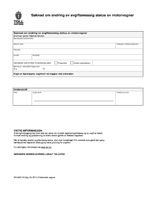Application for Change of Tax Status of Motor Vehicles