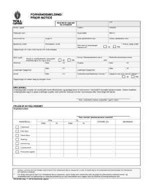 Norwegian Customs Prior Notice Form