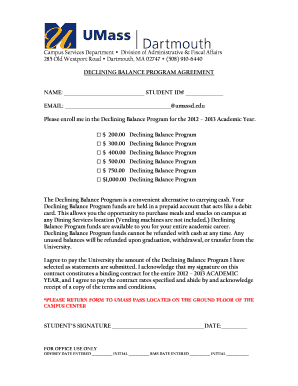 Declining Balance Program Agreement