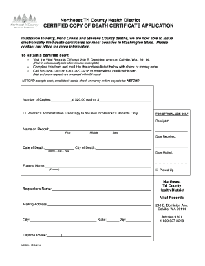 Washington State Death Certificate Application