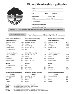 Fitness Center Membership Application