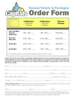 Sacramento Capitals Season Tickets Order Form