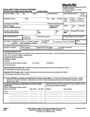Metropolitan Life Insurance Enrollment Form