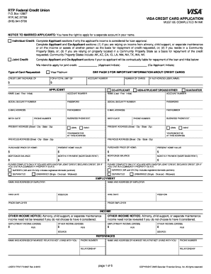 Visa Credit Card Application