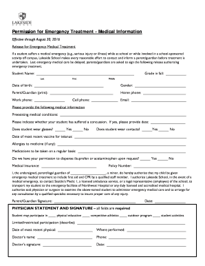 Emergency Medical Treatment Authorization