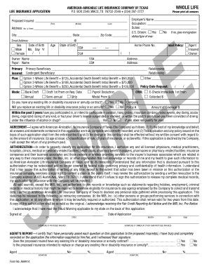 American-Amicable Life Insurance Application