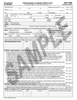 American-Amicable Life Insurance Application Form