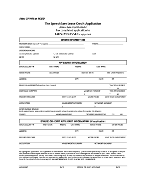 SpeechEasy Lease Credit Application