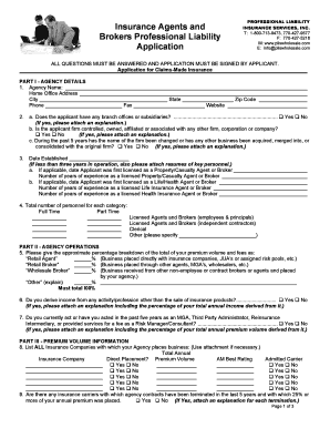Professional Liability Insurance Application