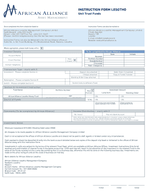 Lesotho Unit Trust Fund Instruction Form