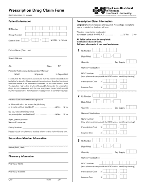 Prescription Drug Claim Form