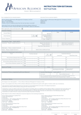 Botswana Unit Trust Funds Investment Form