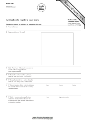 UK Trade Mark Registration Form TM3