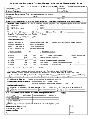 Diabetes Medical Management Plan