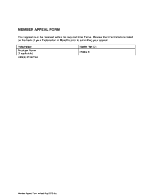 BlueCross BlueShield of Montana Member Appeal Form