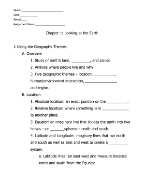 Geography Assignment Worksheet