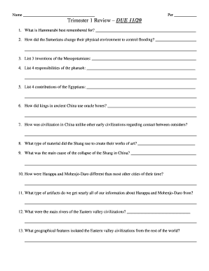 Ancient Civilizations Review Form