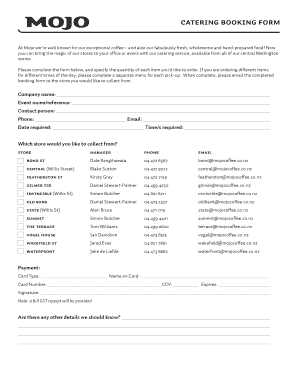 Catering Booking Form