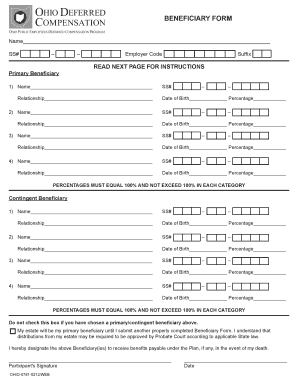 Ohio Deferred Compensation Beneficiary Form