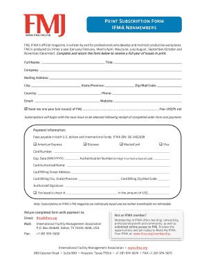 IFMA Nonmember Print Subscription Form