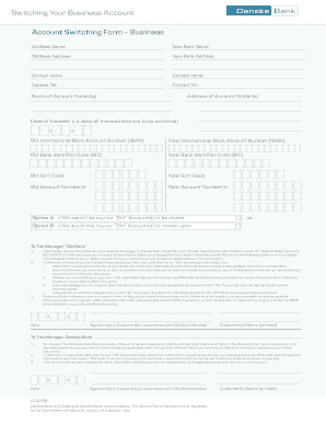 Business Account Switching Form