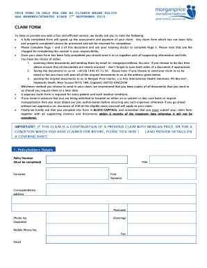 UK Health Insurance Claim Form