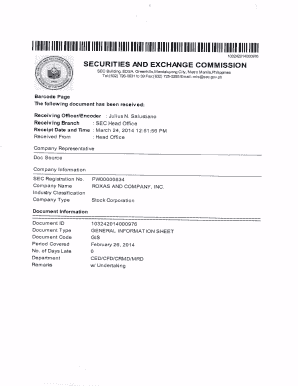 General Information Sheet for Stock Corporations