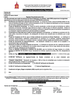 Notificación de Documentos Requeridos