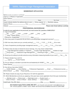 NAMA Membership Application Form
