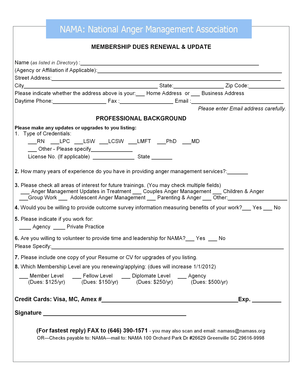 Membership Dues Renewal & Update Form