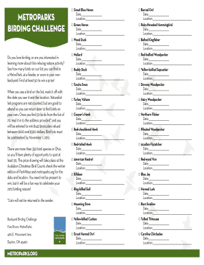 Backyard Birding Challenge Form